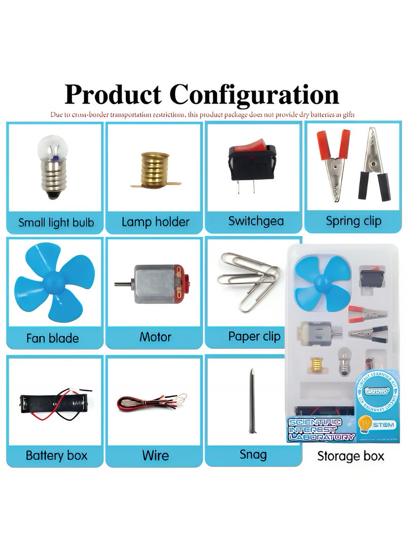 ALMiHomi DIY Science Experiment Kit for Kids – Electric Circuit Physics Set with Fan, Light Bulb, and Motor – STEM Educational Toy for School Science Projects & Engineering Learning (12Pcs Set) - Image 3